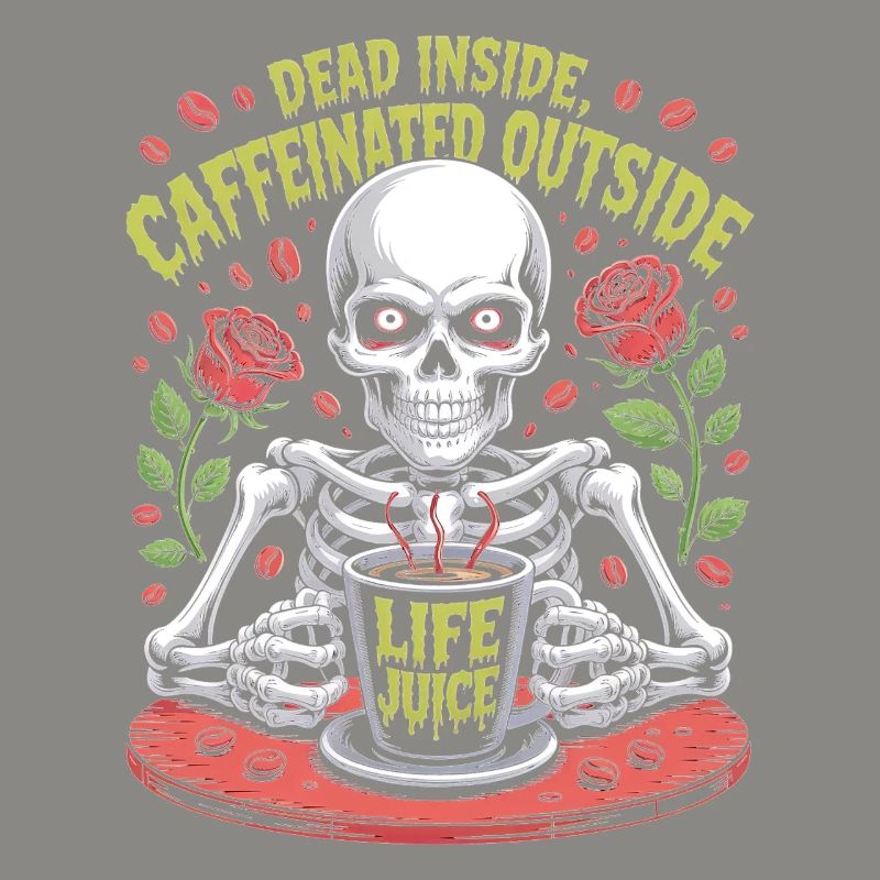 Dead Inside Caffeinated Outside Skeleton Coffee