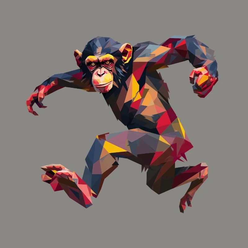 Conception de logo Low Poly Chimpanzee Sprint