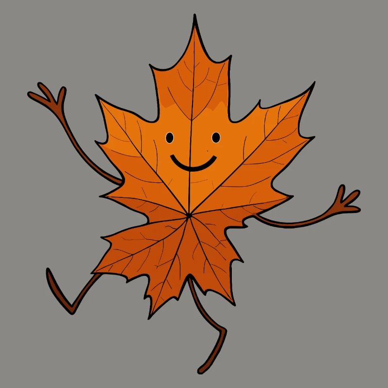 Comic Leaf Leaf Dancing Woodland Fall Maple