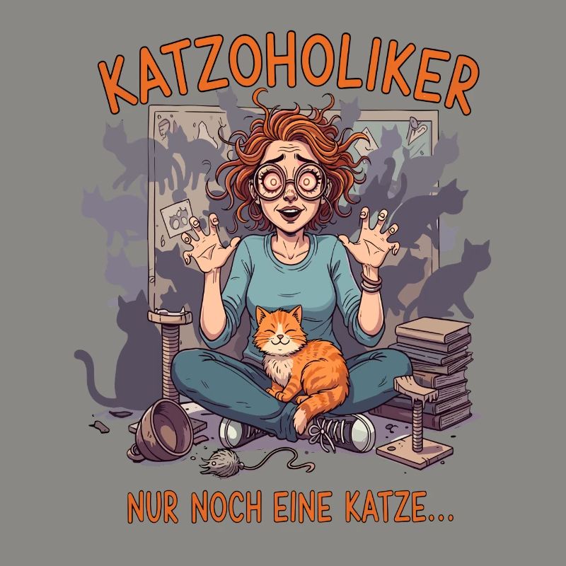 Katzoholiker Nur noch eine Katze - Lustiger Spruch