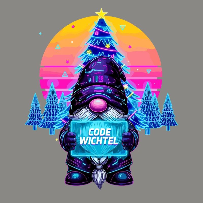 Cyberpunk Code Gnome - Synthwave Noël Nerd