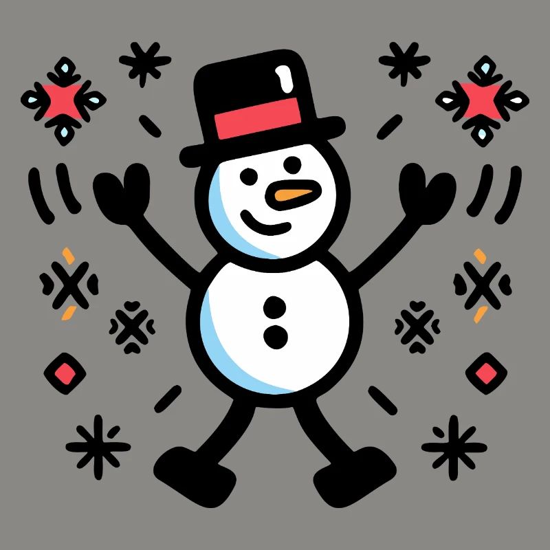 Cheerful Snowman Comic Winter