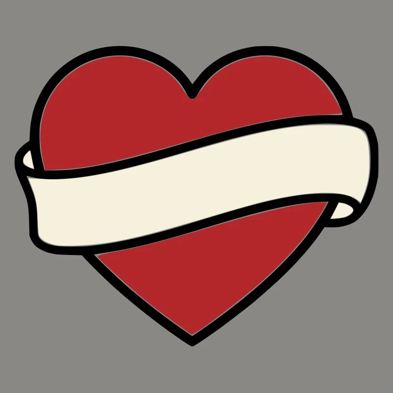 Tattoo Heart Banner Scroll Vector