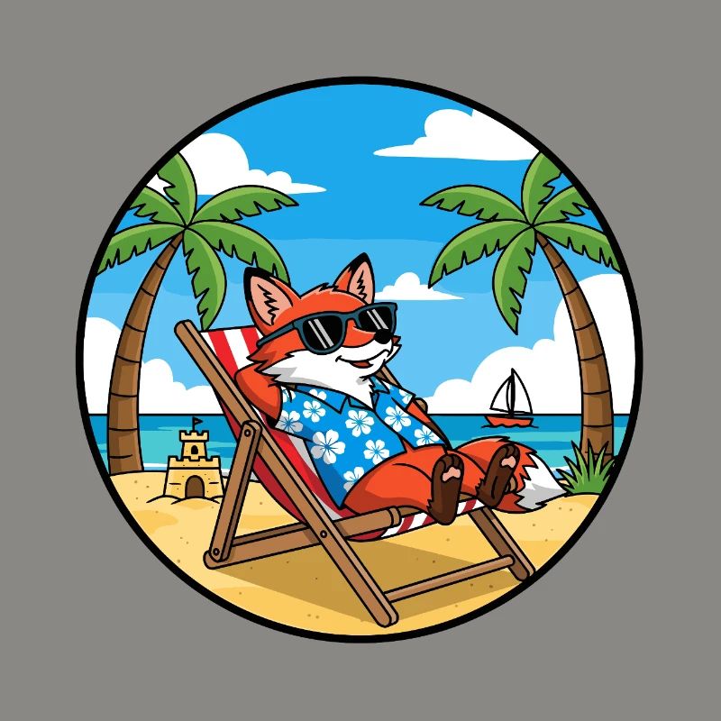 Cool Fox Beach Vacation Summer Vibes