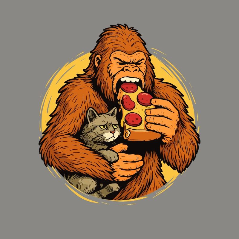 Bigfoot mangeant de la pizza Humour de monstre de nourriture drôle