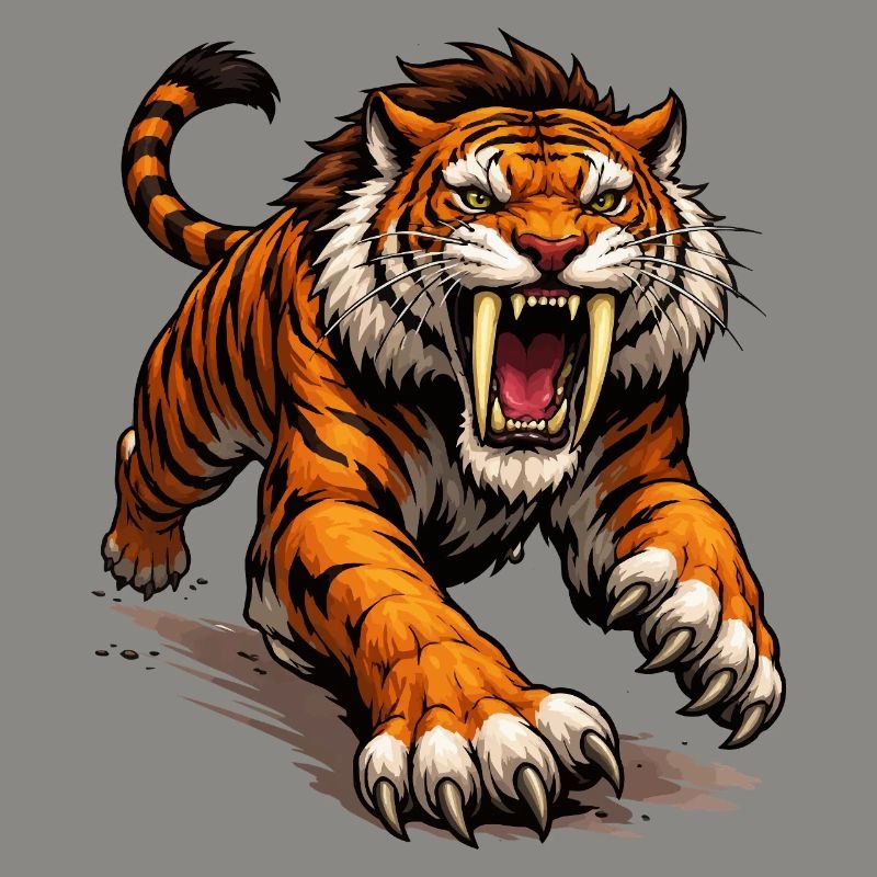 Comic Tiger Attack
