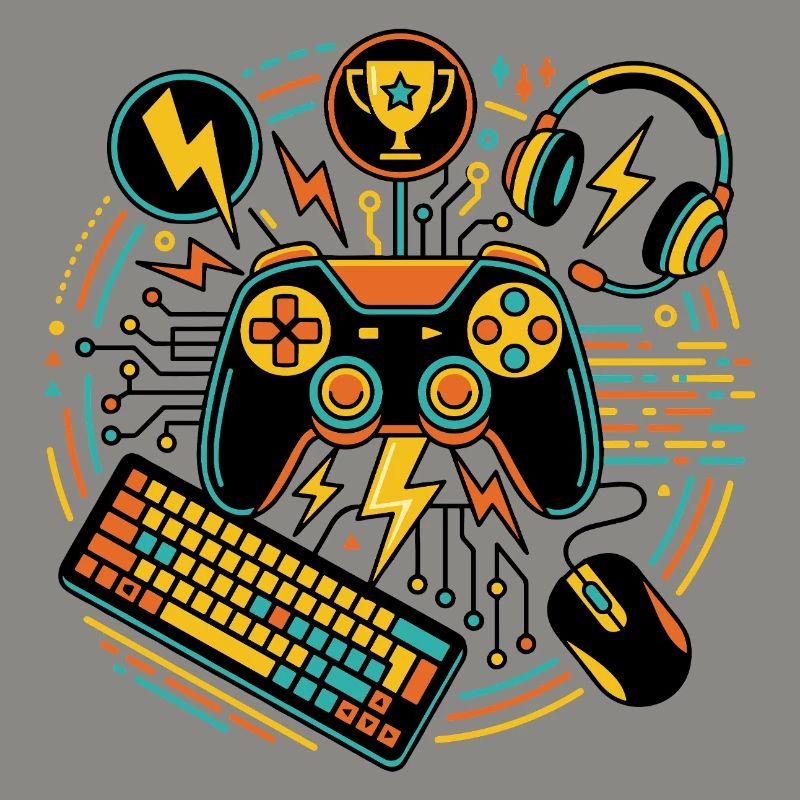Neon Gaming Controller Motif