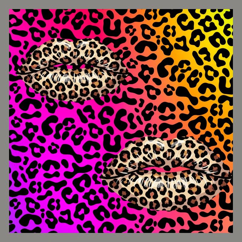 Leopard Lips on Neon Gradient