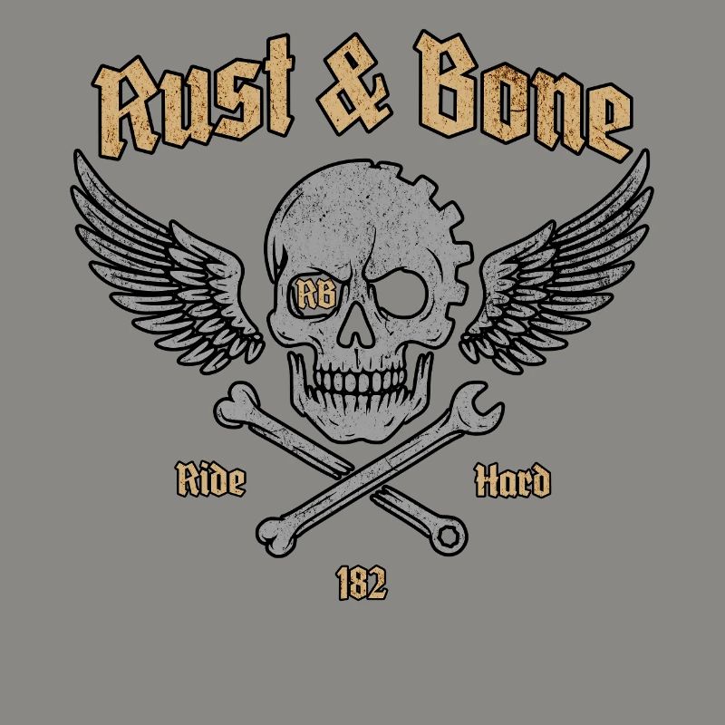 Rust Bone Motorcycle Skull Wing Design