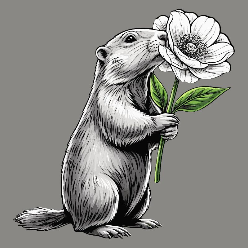Marmotte avec fleur