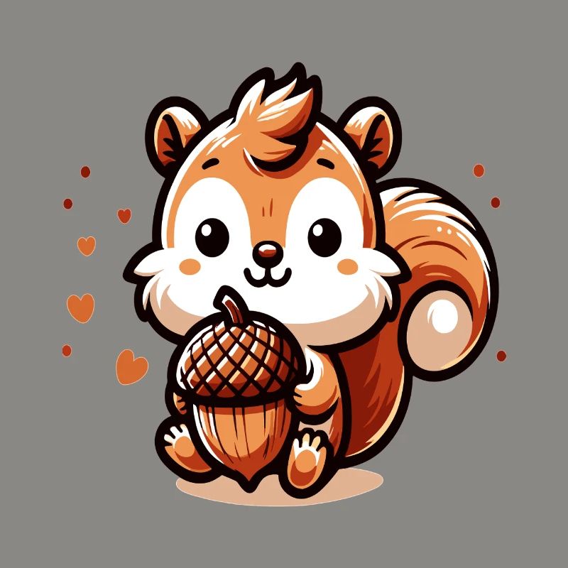 Süßes Eichhörnchen mit Herz-Eichel
