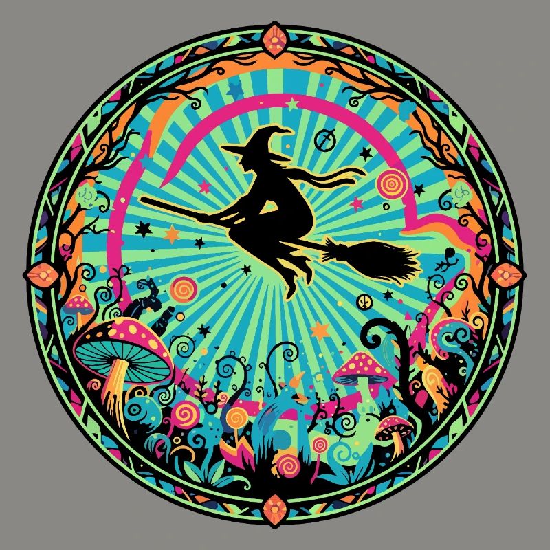 Wild Forest Magic Witches' Flight Psychedelic Motif