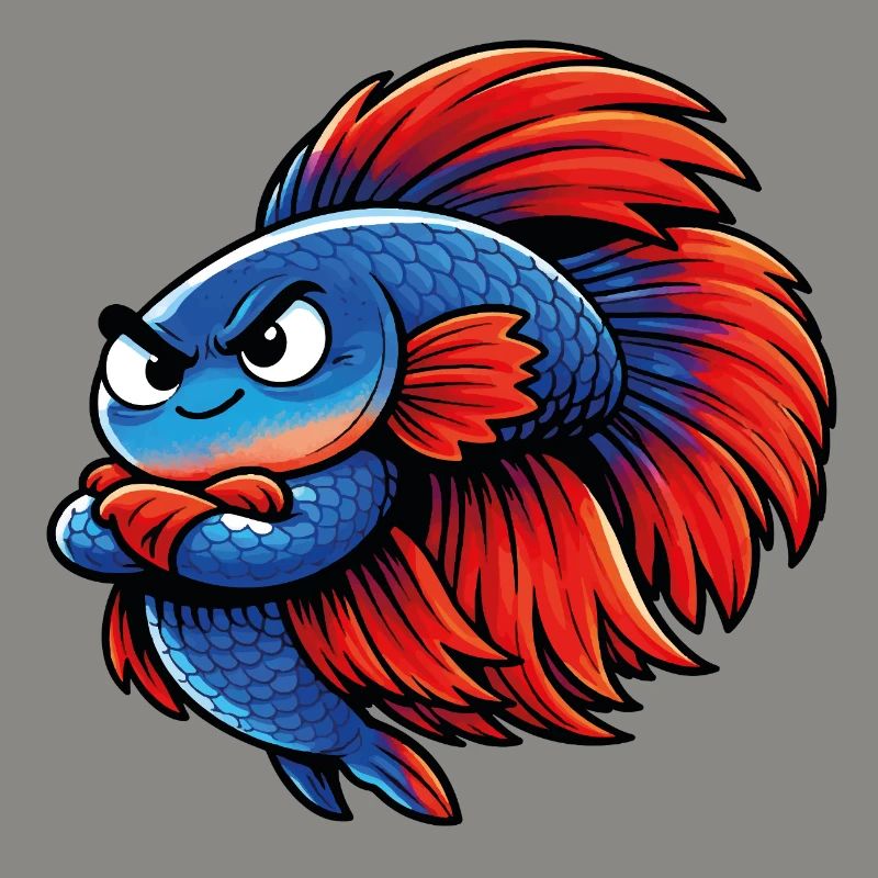 Blue Red Betta Fish