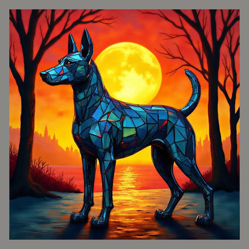Moonlit Night Polygon Wolf