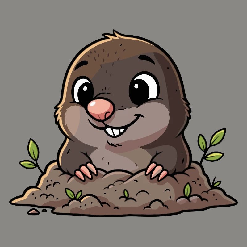 Cute mole digging