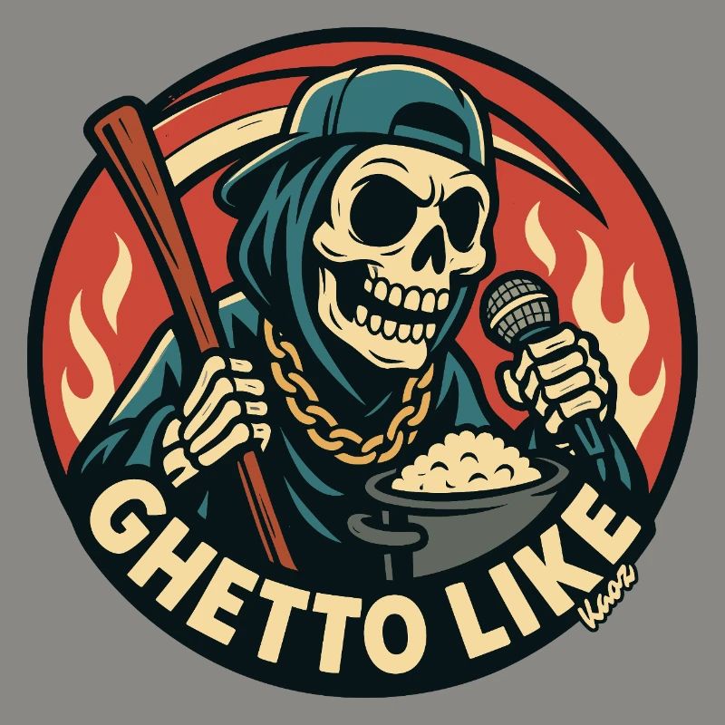 Skeleton with Microphone and Ghetto Like
