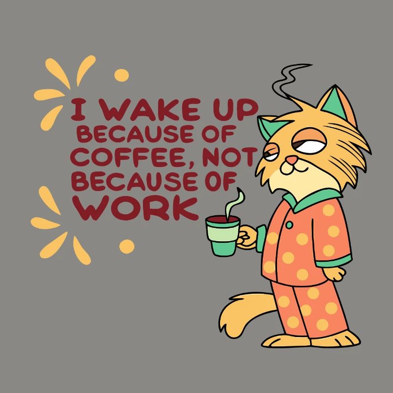 Funny cat coffee before work