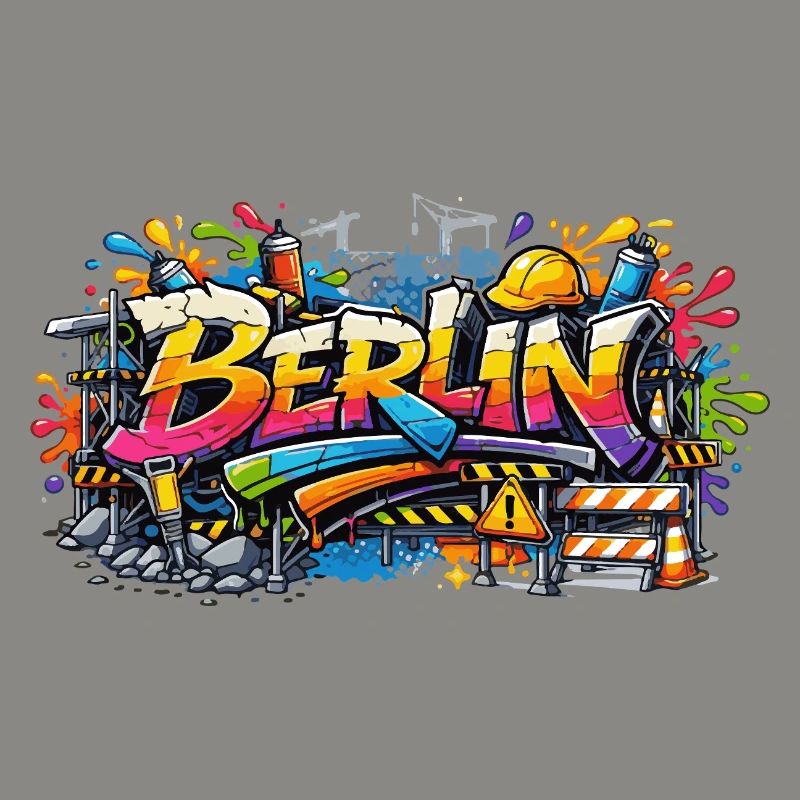 Berlin Graffiti Construction Site Style with Color Effects