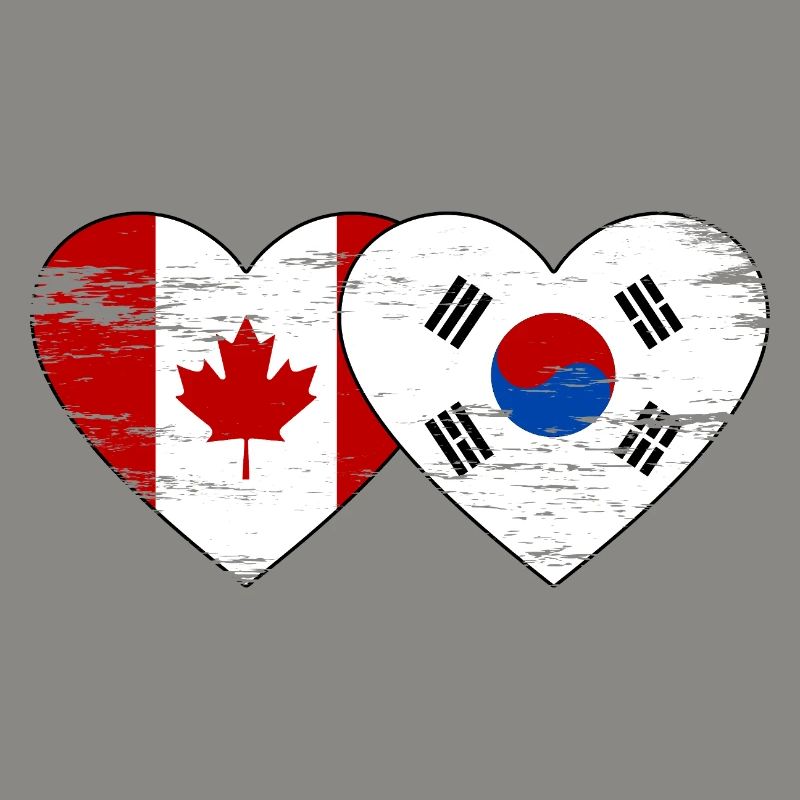 Canada Corée du Sud Drapeau Coeur Utilisé