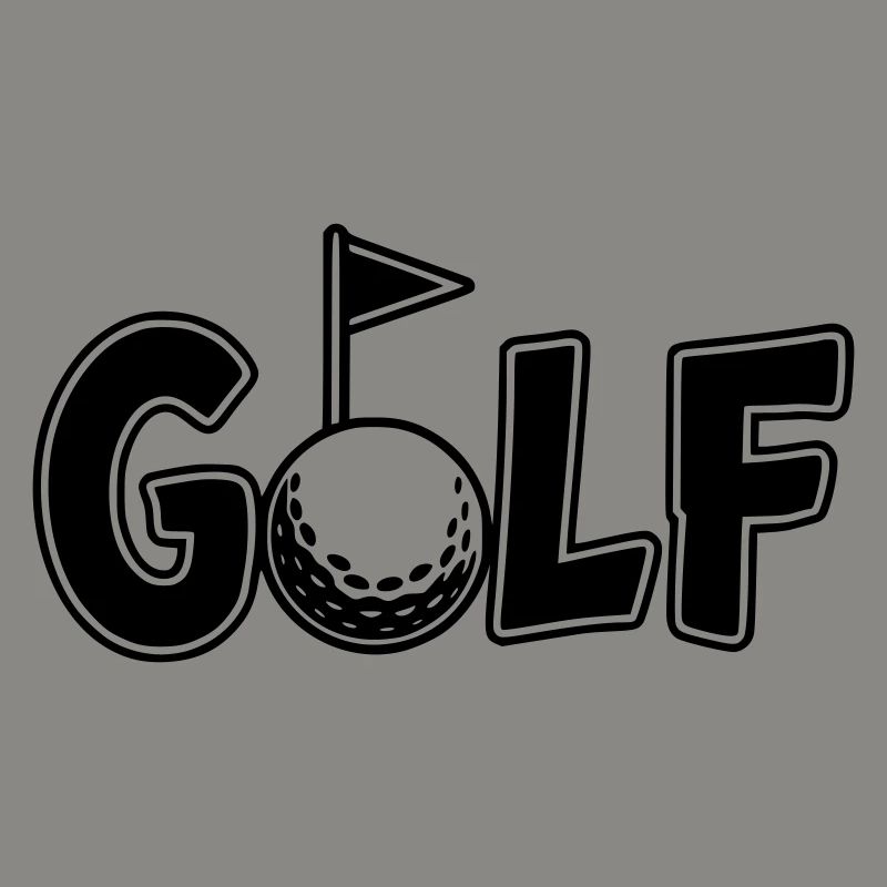 Lettrage de golf avec balle de golf et drapeau de golf