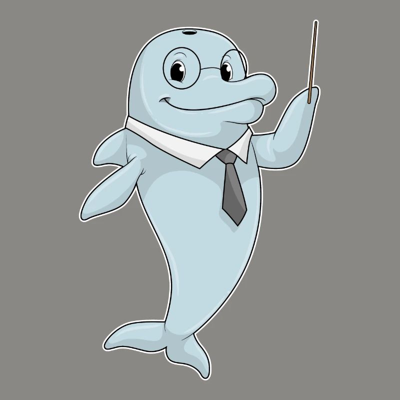 Delfin als Lehrer mit Pointer