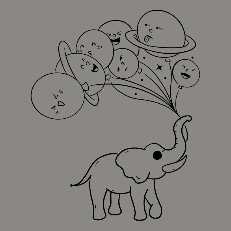 Solar System Planets - Aerospace Funny Elephant