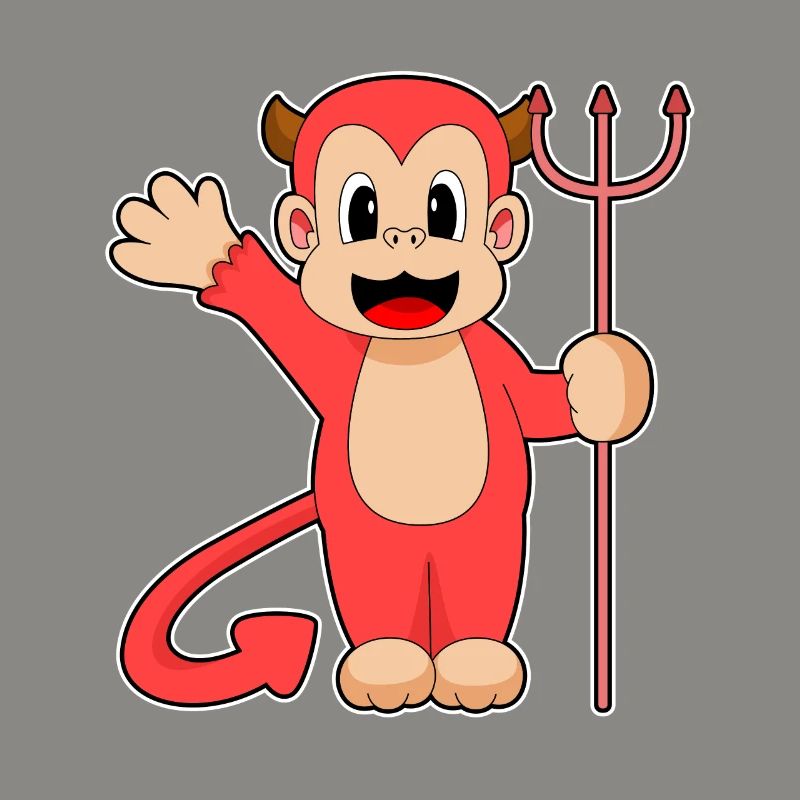 Monkey Halloween Devil Trident
