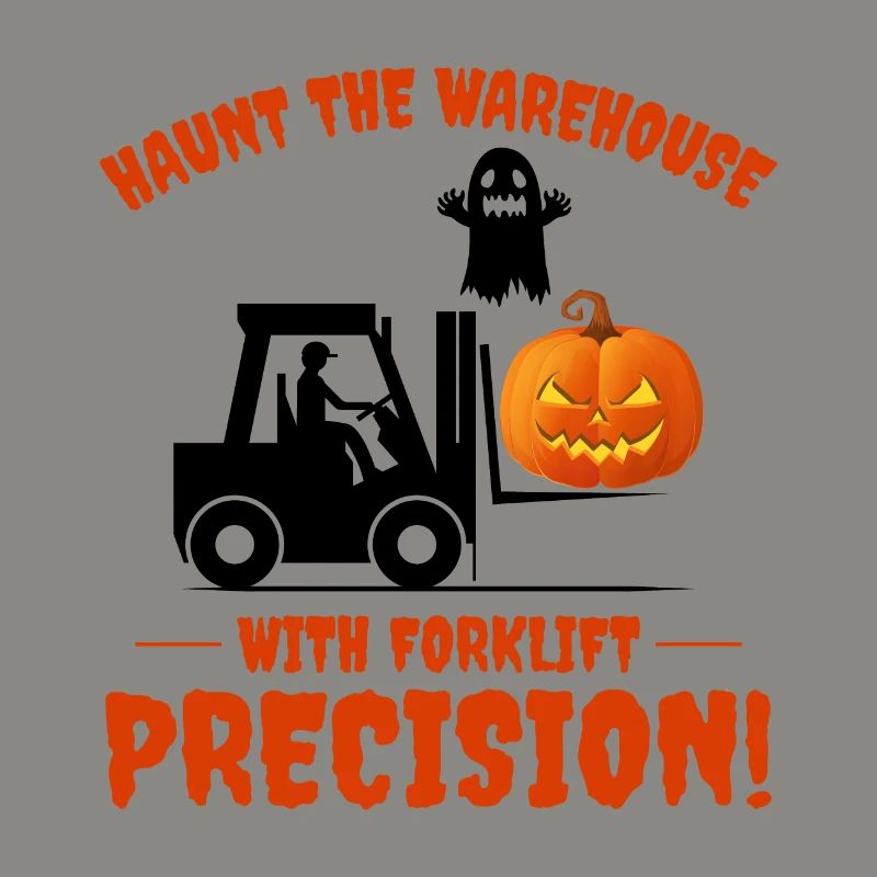 Halloween Ghost Forklift Operator Pumpkin Funny
