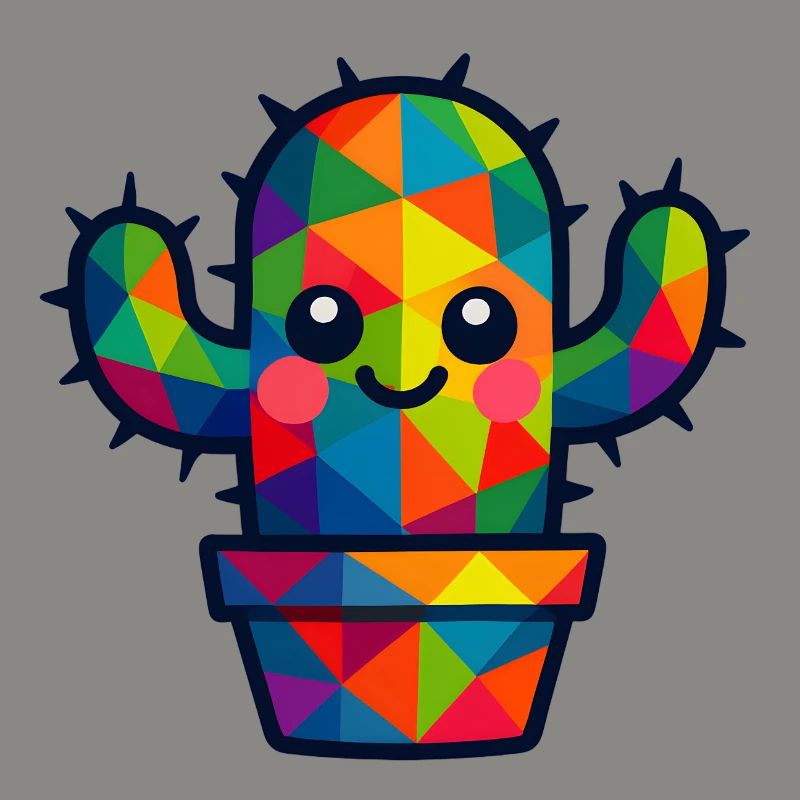 WPAP polygone Kawaii Style bébé cactus dans un pot de fleurs