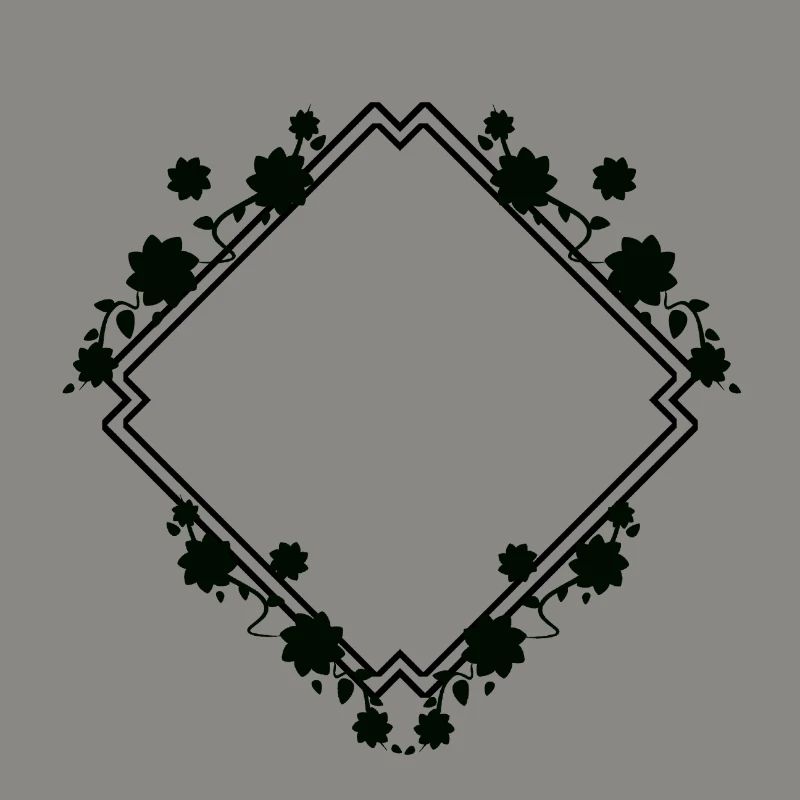 Black frame with floral pattern decoration