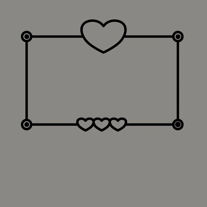 Black Heart Frame Rectangular Shape