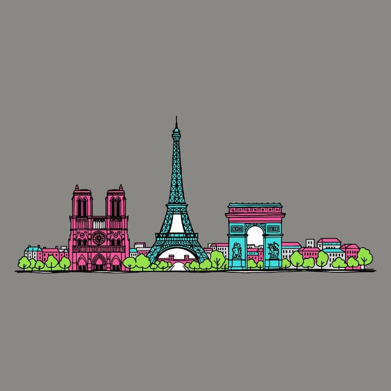 Skyline de la tour Eiffel de Paris Modern line art