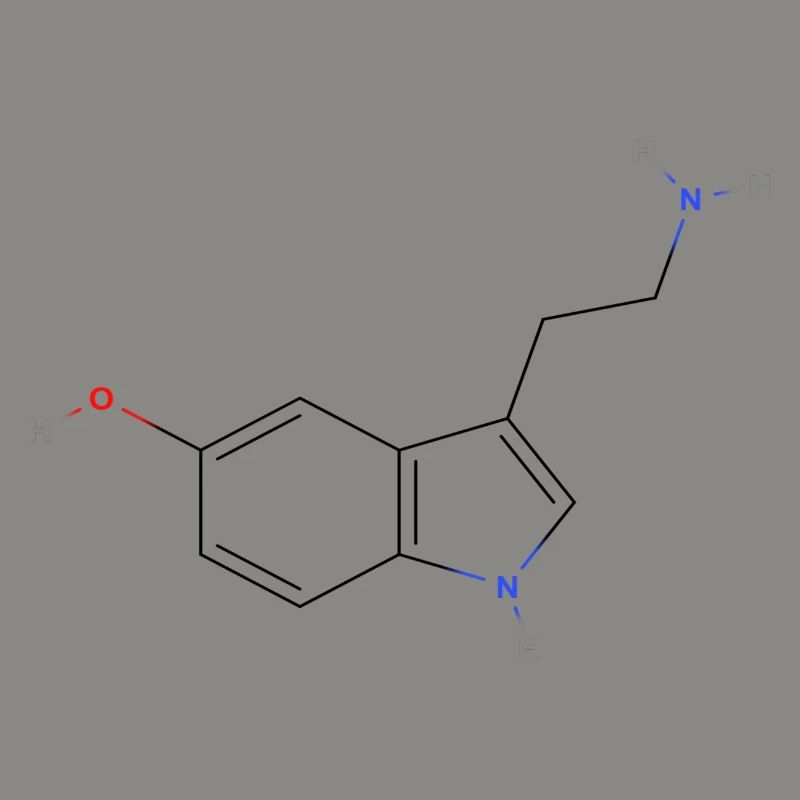 Serotonin Molecule - Colored Structural Formula