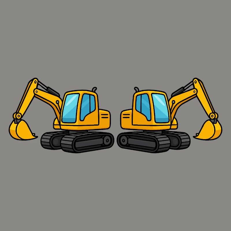 Silhouette de machine de construction double