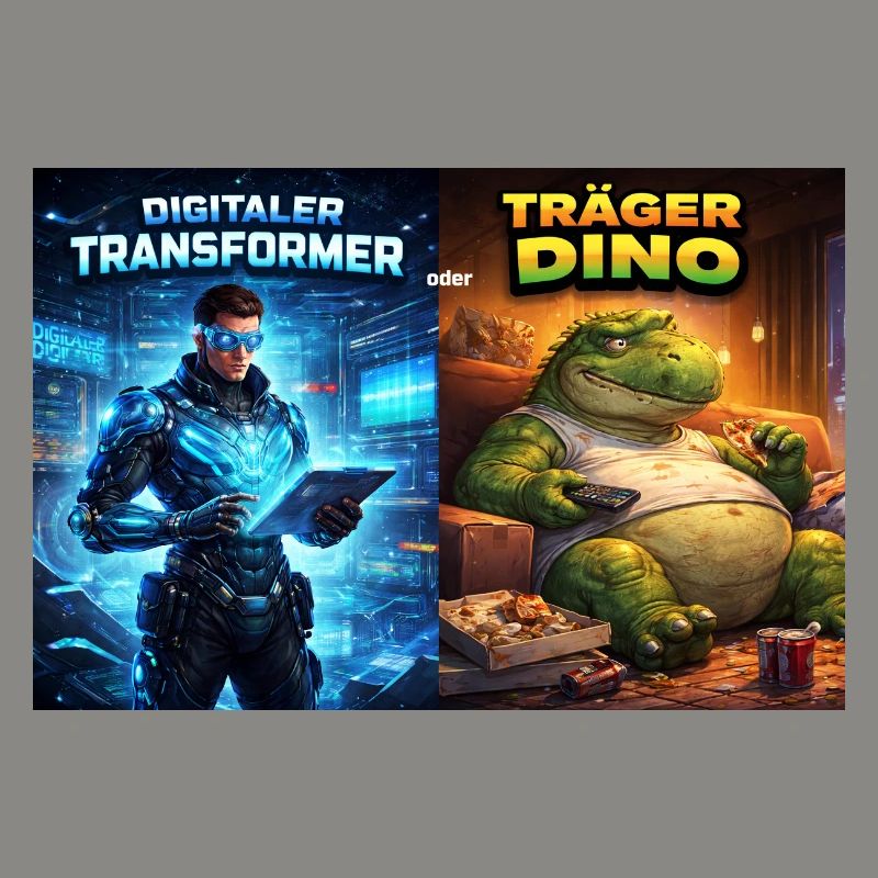Digitaler Tech-Kämpfer oder träger Dino
