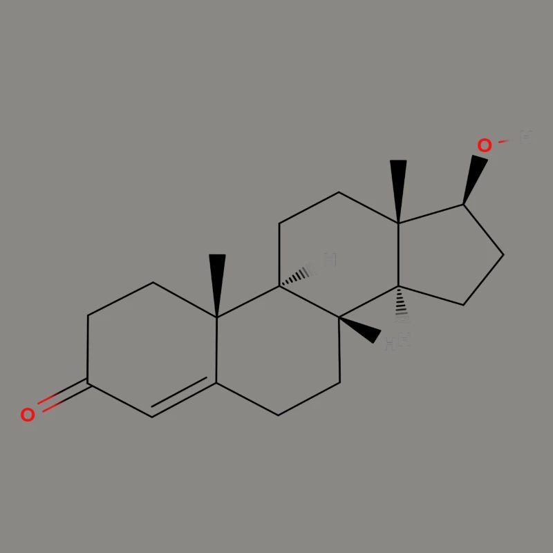 Molécule de testostérone - Formule structurale colorée