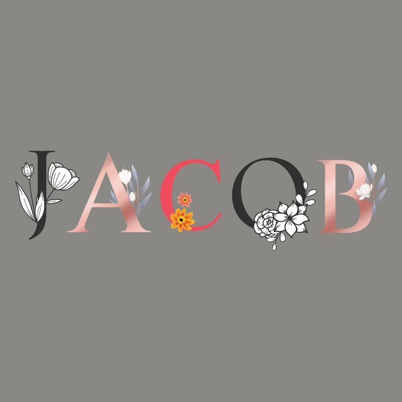 JACOB Art du nom avec fleurs brodées
