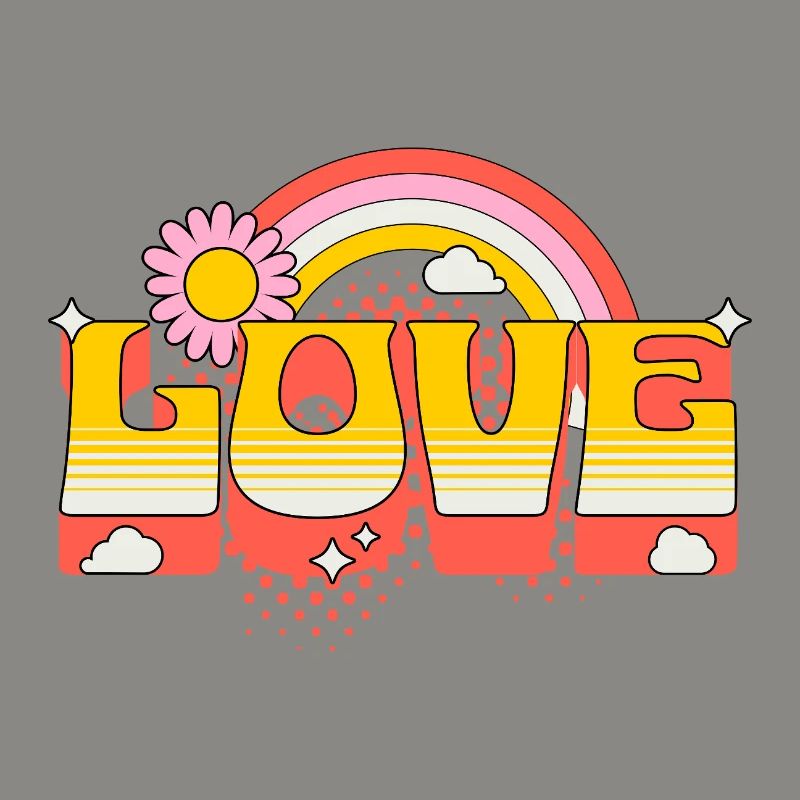 Amour Écriture Fleur Arc-en-ciel Nuages Art