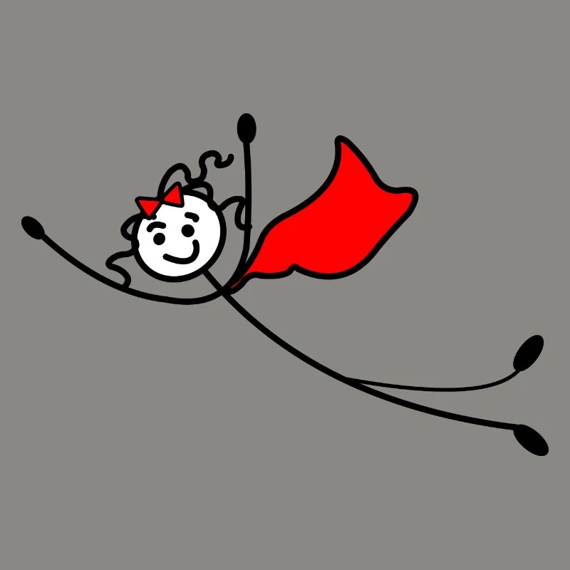 Fliegende Superfrau oder mit rotem Umhang