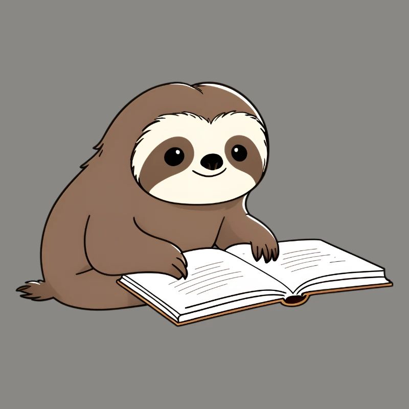 Cute Sloth Reader with Book