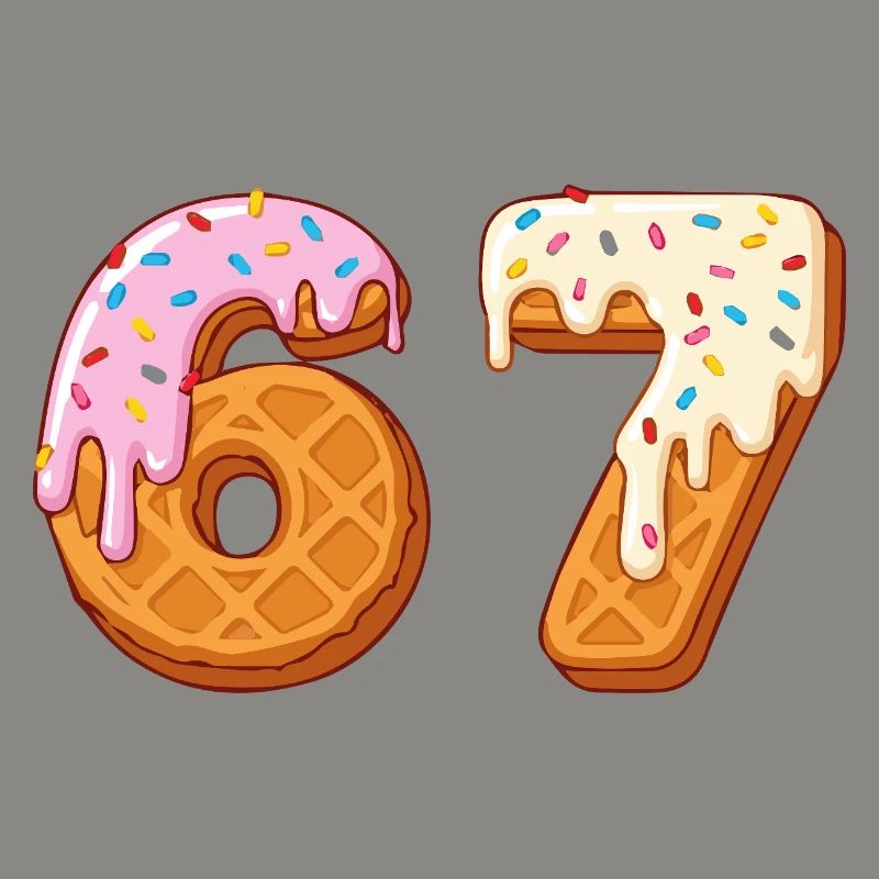 67 - Sixty Seven Number 67 Waffle Ic-e Cream Six 