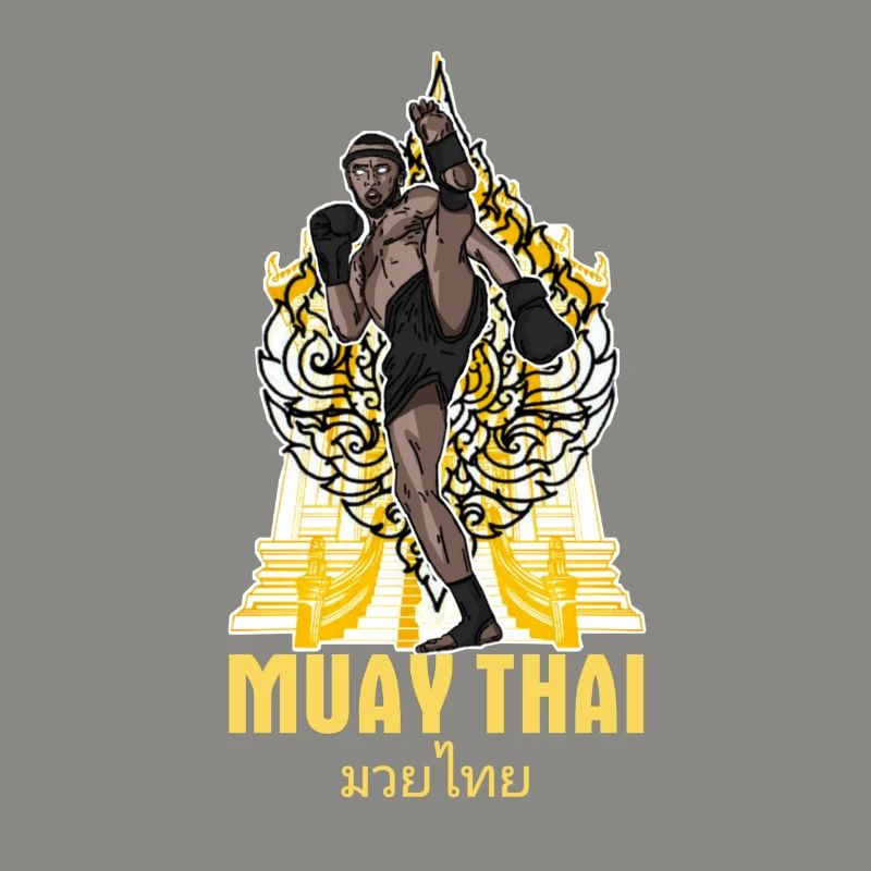 Muay Thai Design Tradition devant le temple | Thaïlandais