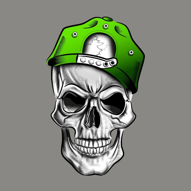 Totenkopf oder Schädel, Skull mit Baseballkappe