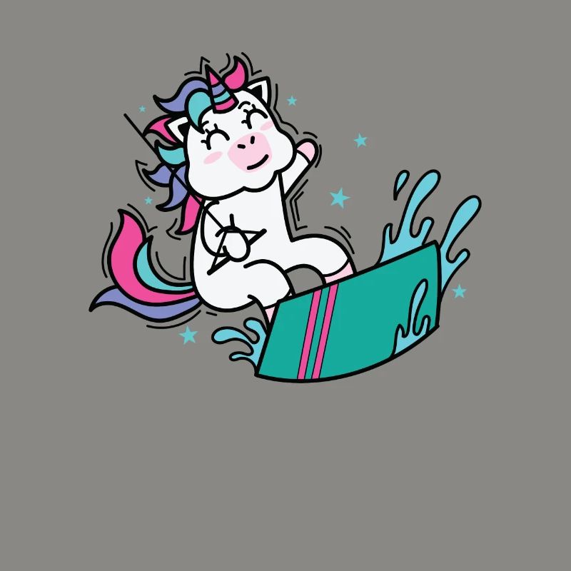 Einhorn beim Kite oder Wakeboarden