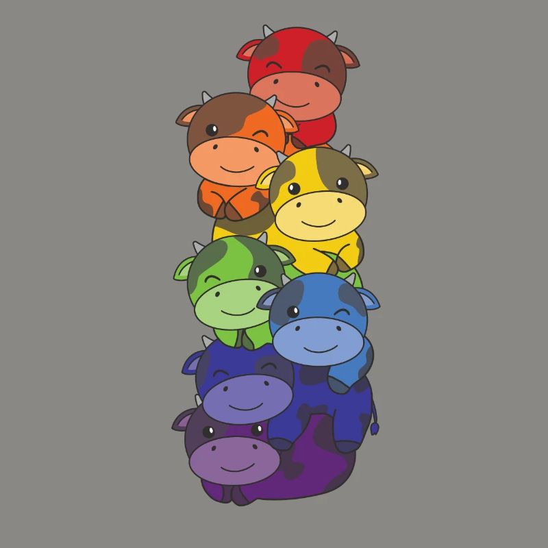 Rainbow Flag Pride LGBTQ Mignon Cow Stack