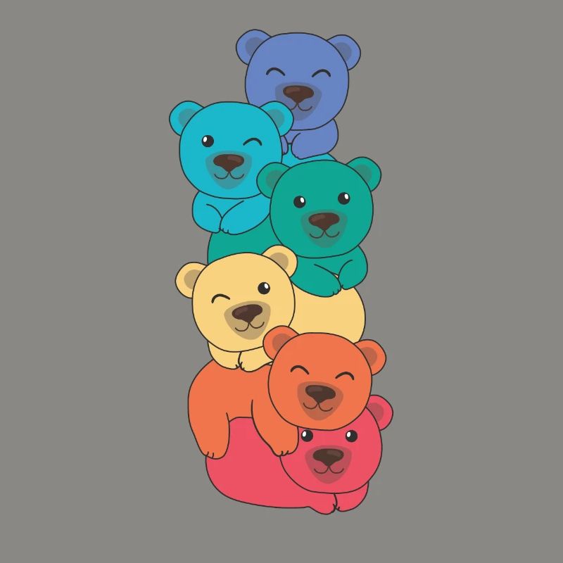 Rainbow Flag Pride LGBTQ Mignon Bear Stack