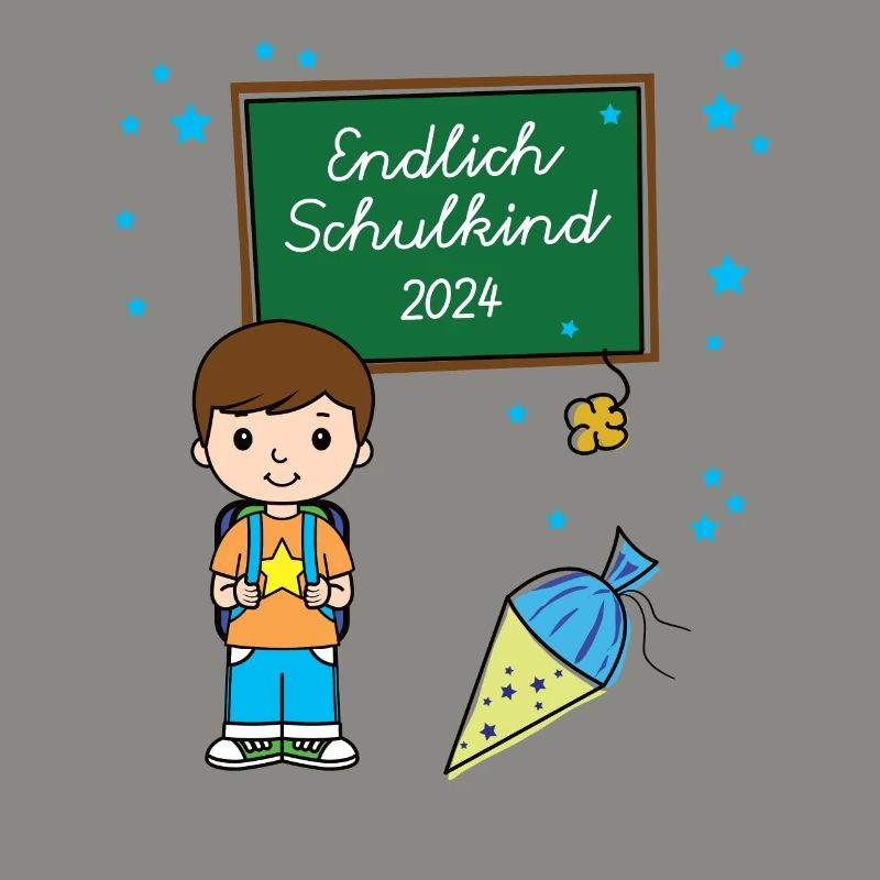 Endlich Schulkind Junge 2024 Einschulung Schule