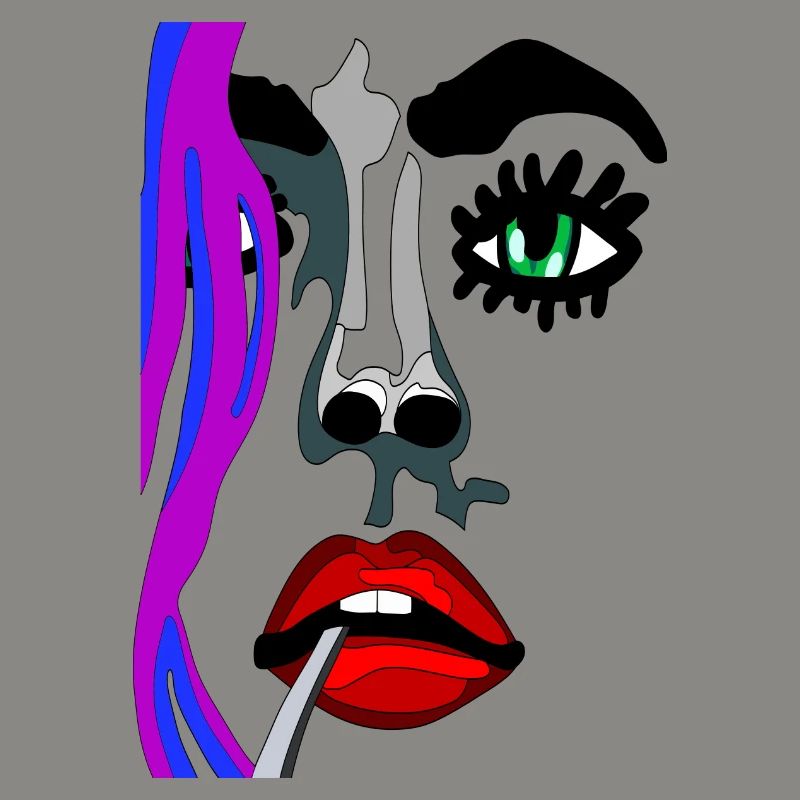 Eye open with red lips - fhscribble face