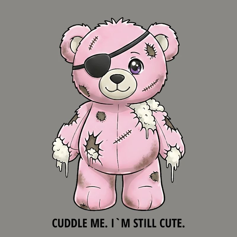 Patchwork Pink Teddy Bear with Eye Patch