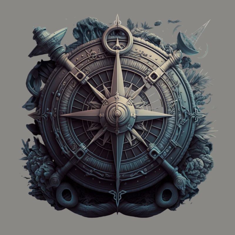 maritime anchor with cool sailing compass